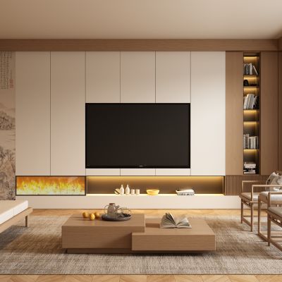 宋式新中式客厅 电视柜