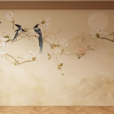 新中式宋式背景墙壁画