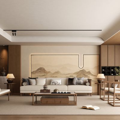 宋式客厅 新中式客厅 横厅