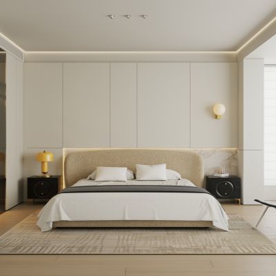 奶油风卧室 飘窗卧室 主卧  无主灯卧室