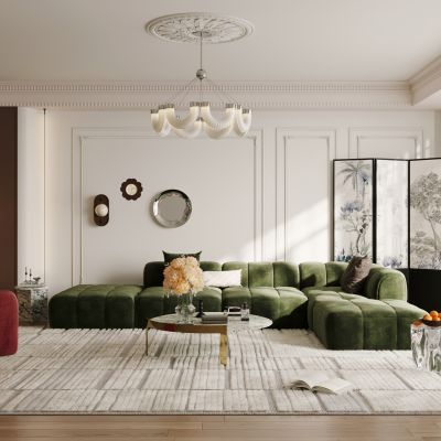 法式家居客厅 横厅 大平层客厅 简欧奶油风客厅