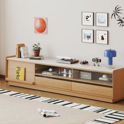 北欧电视柜 原木奶油风电视柜 实木电视柜 