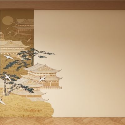 新中式宋式背景墙壁画