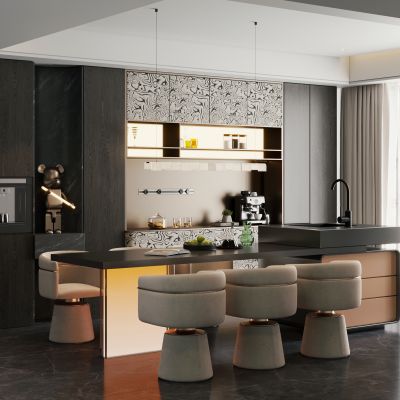 意式岛台餐厅 岛台餐厅 开放式餐厅