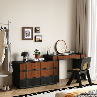 现代中古风梳妆台 实木梳妆台