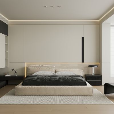 奶油风卧室 飘窗卧室 黑白卧室 极简主卧