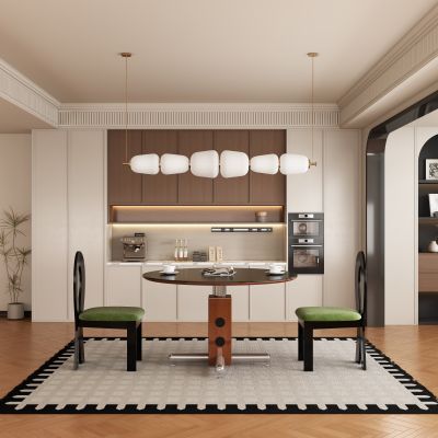 现代中古风餐厅 餐桌椅