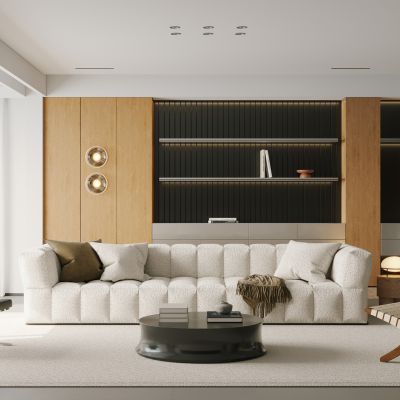 现代简约家居客餐厅 原木客餐厅 大平层 客厅餐厅一体