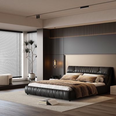 现代意式家居卧室 主卧 飘窗卧室 无主灯卧室