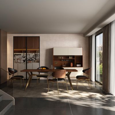 现代中古风餐厅 餐桌椅