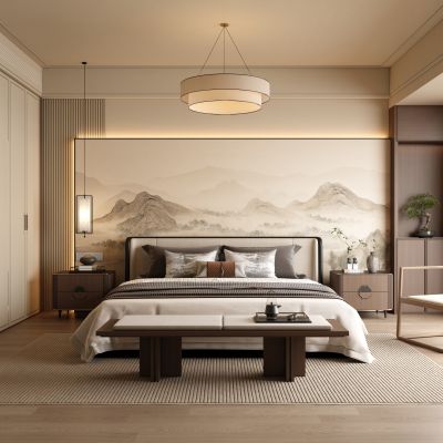 新中式卧室 飘窗卧室 宋式卧室 