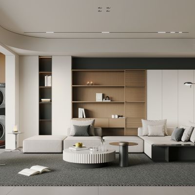  现代简约客厅 横厅 大平层 黑白灰客厅 