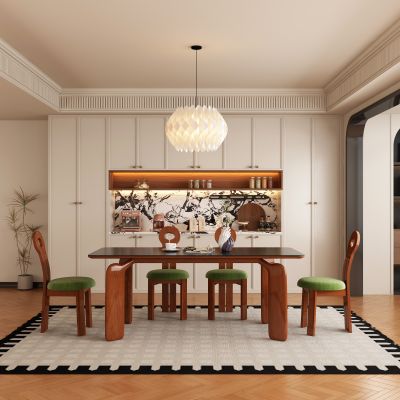 现代中古风餐厅 餐桌椅