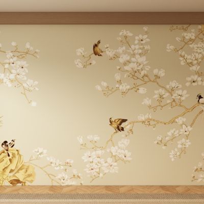 新中式宋式背景墙壁画