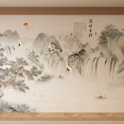 新中式宋式背景墙壁画