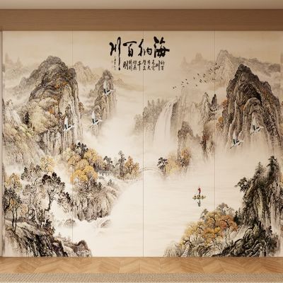 新中式宋式背景墙壁画