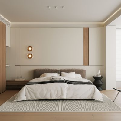 现代简约卧室 飘窗卧室 主卧 无主灯卧室