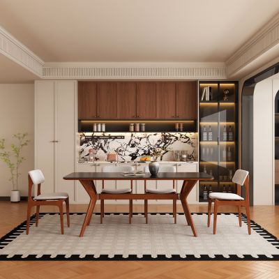 现代中古风餐厅 餐桌椅