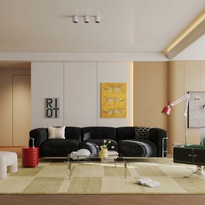 多巴胺客厅 包豪斯客厅 大平层 横厅