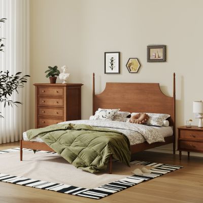 法式实木双人床 美式实木床 实木床头柜