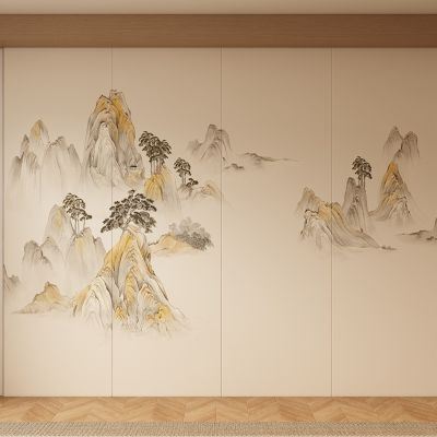 新中式宋式背景墙壁画