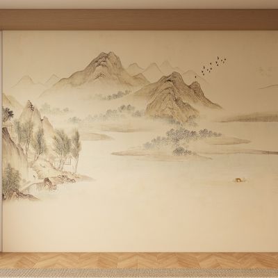 新中式宋式背景墙壁画