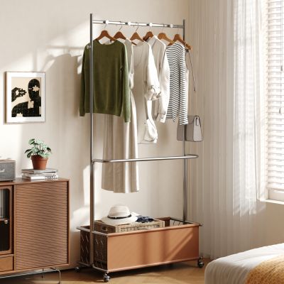 中古风落地衣帽架 移动挂衣架 落地收纳架