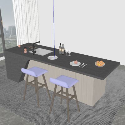 现代岛台餐桌椅