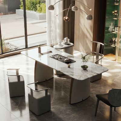 现代轻奢茶桌椅 成品茶桌椅 大理石茶桌
