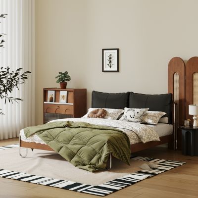 现代中古双人床 法式双人床 实木床 主卧床 