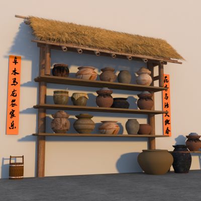 中式陶盆器皿摆件