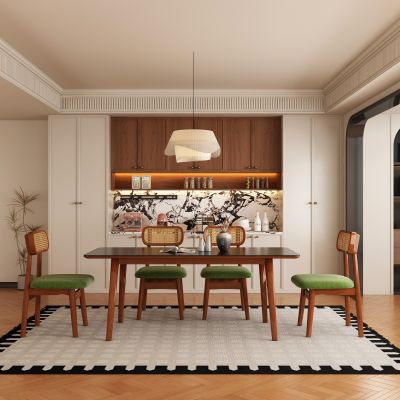 现代中古风餐厅 餐桌椅