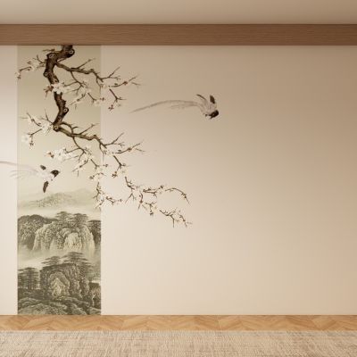 新中式宋式背景墙壁画