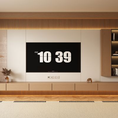 宋式新中式电视柜背景墙