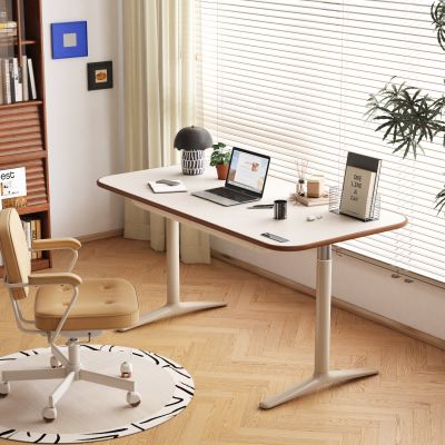 现代升降书桌椅 升降办公桌 奶油风书桌