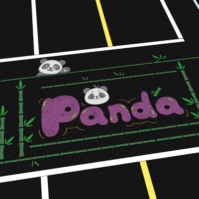 现代熊猫主题创意艺术彩绘网红趣味道路斑马线