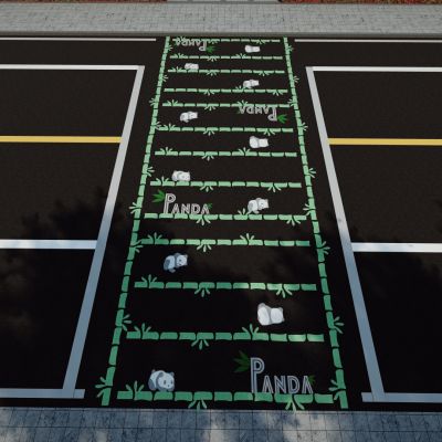 现代熊猫主题创意艺术彩绘网红趣味道路斑马线