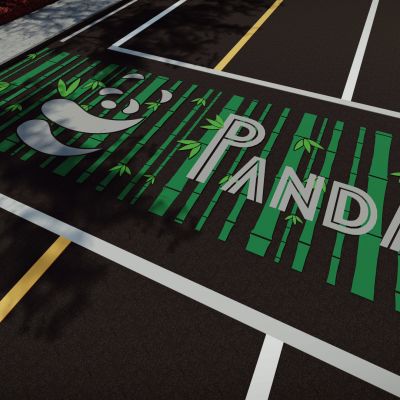 现代熊猫主题创意艺术彩绘网红趣味道路斑马线