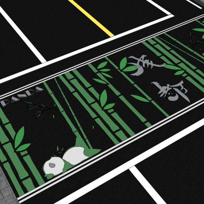 现代熊猫主题创意艺术彩绘网红趣味道路斑马线