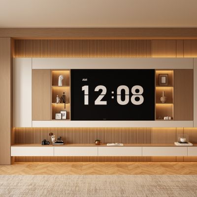 宋式新中式电视柜背景墙