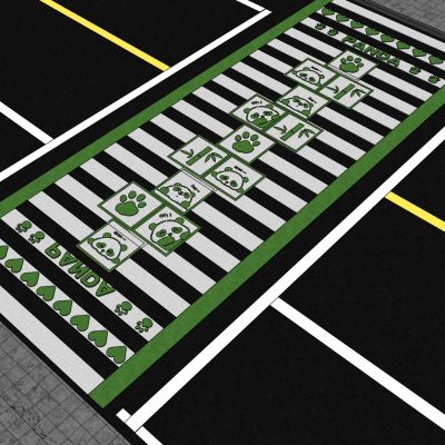 现代熊猫主题创意艺术彩绘网红趣味道路斑马线
