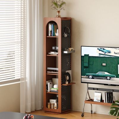 实木旋转置物架 落地置物架 穿衣镜 储物柜