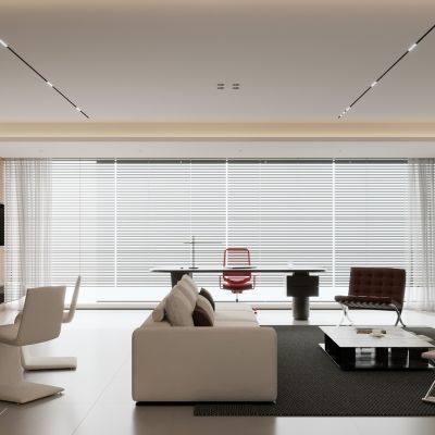 现代极简客餐厅 意式极简客餐厅 客厅餐厅一体 横厅 大平层