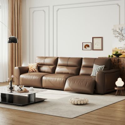  现代三人位沙发 电动沙发 皮质沙发 直排沙发