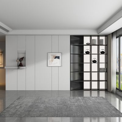 现代茶室 餐厅背景墙