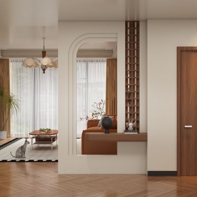 中古风玄关过道 隔断