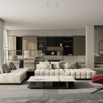 现代复式别墅客餐厅