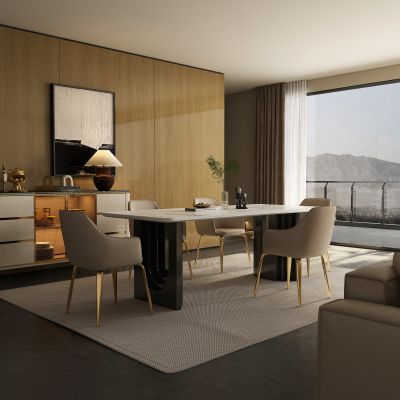 现代中古风餐厅餐桌椅