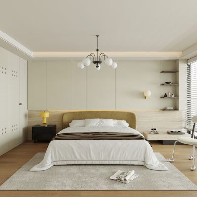 奶油风卧室 飘窗卧室 无主灯卧室