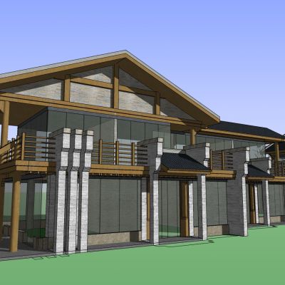 新中式建筑商业街民宿